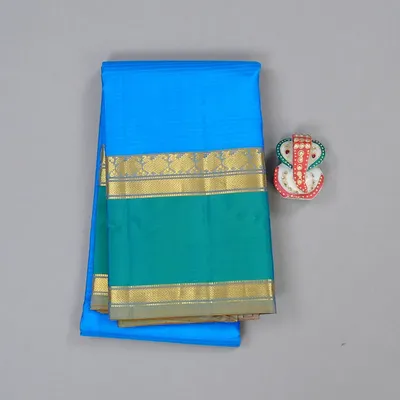 Hayagrivas Handloom Kanjivaram Silk Saree in Lovely Sky Blue KBE3D2-3